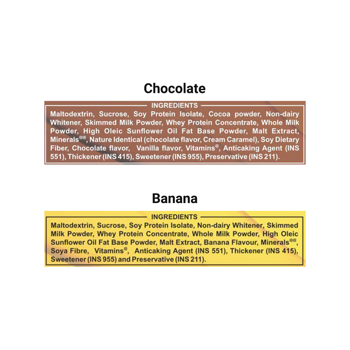 Chocolate And Banana Combo ingredients