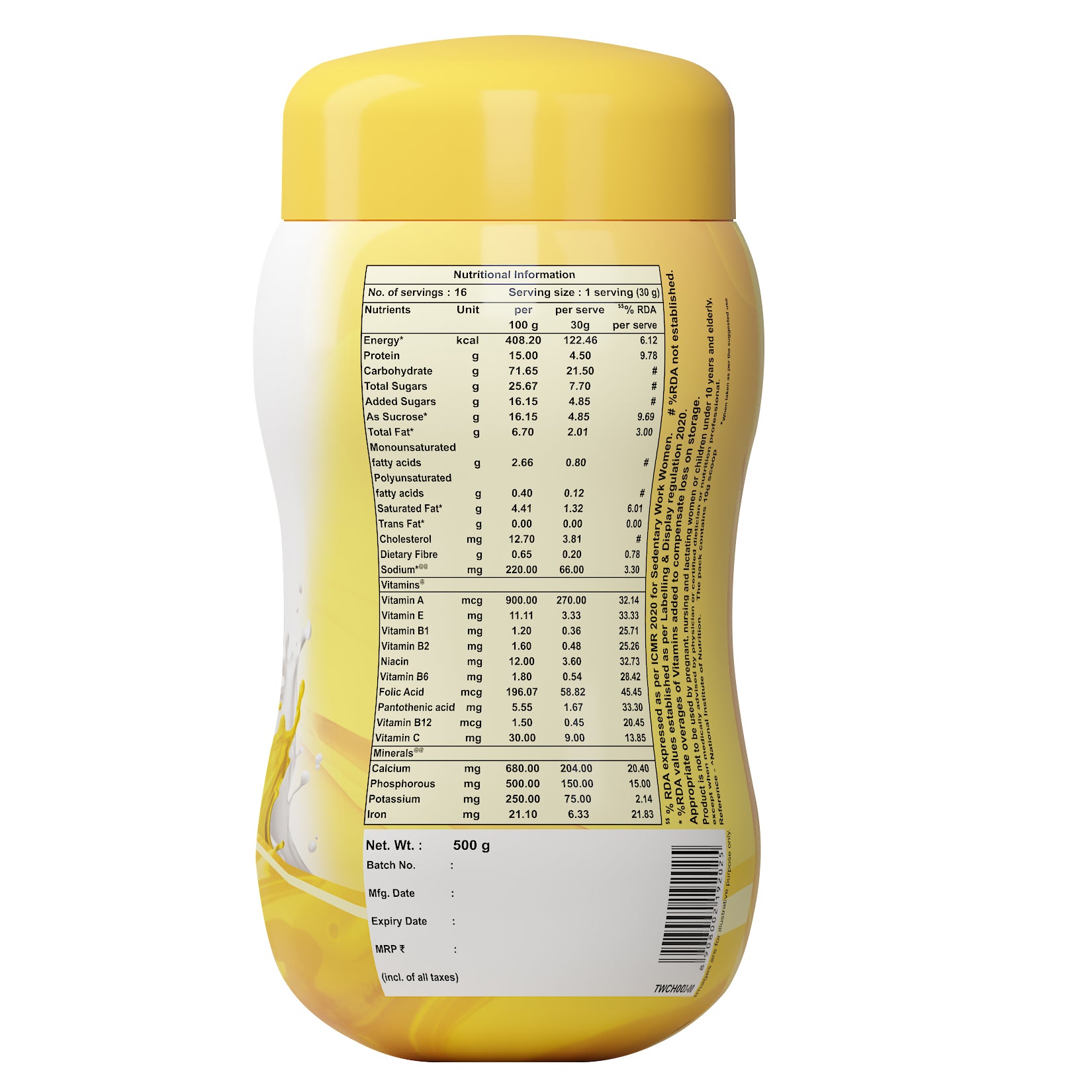 Endura Mass Banana 500g Nutritional Information