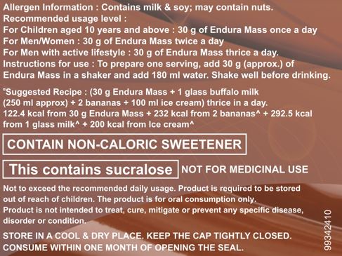 Endura Mass Chocolate 500g Product Specification