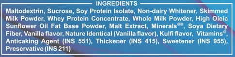 Endura Mass Vanilla 500g ingredients