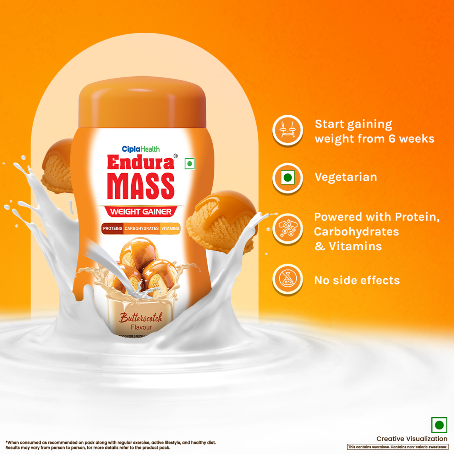 Endura Mass Weight Gainer Butterscotch Flavour 550 g