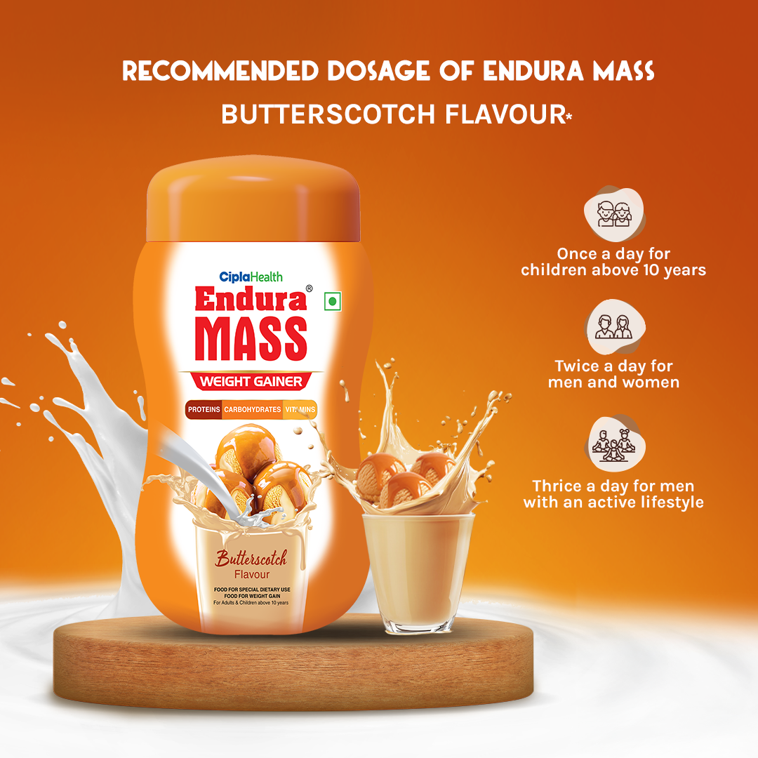Endura Mass Weight Gainer Butterscotch Flavour 550 g